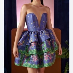 CeliaB Blue and Green Strapless Dress